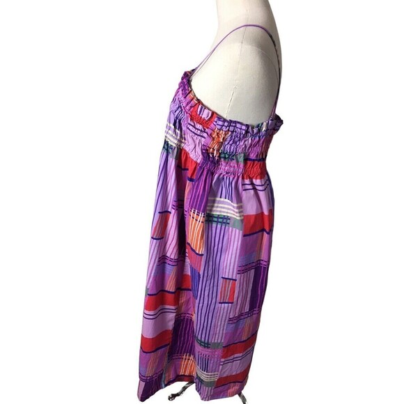 Eloqui Size 14 Shift Dress Smocked Bodice Empire Gathered Color Block Midi Large - Picture 5 of 9